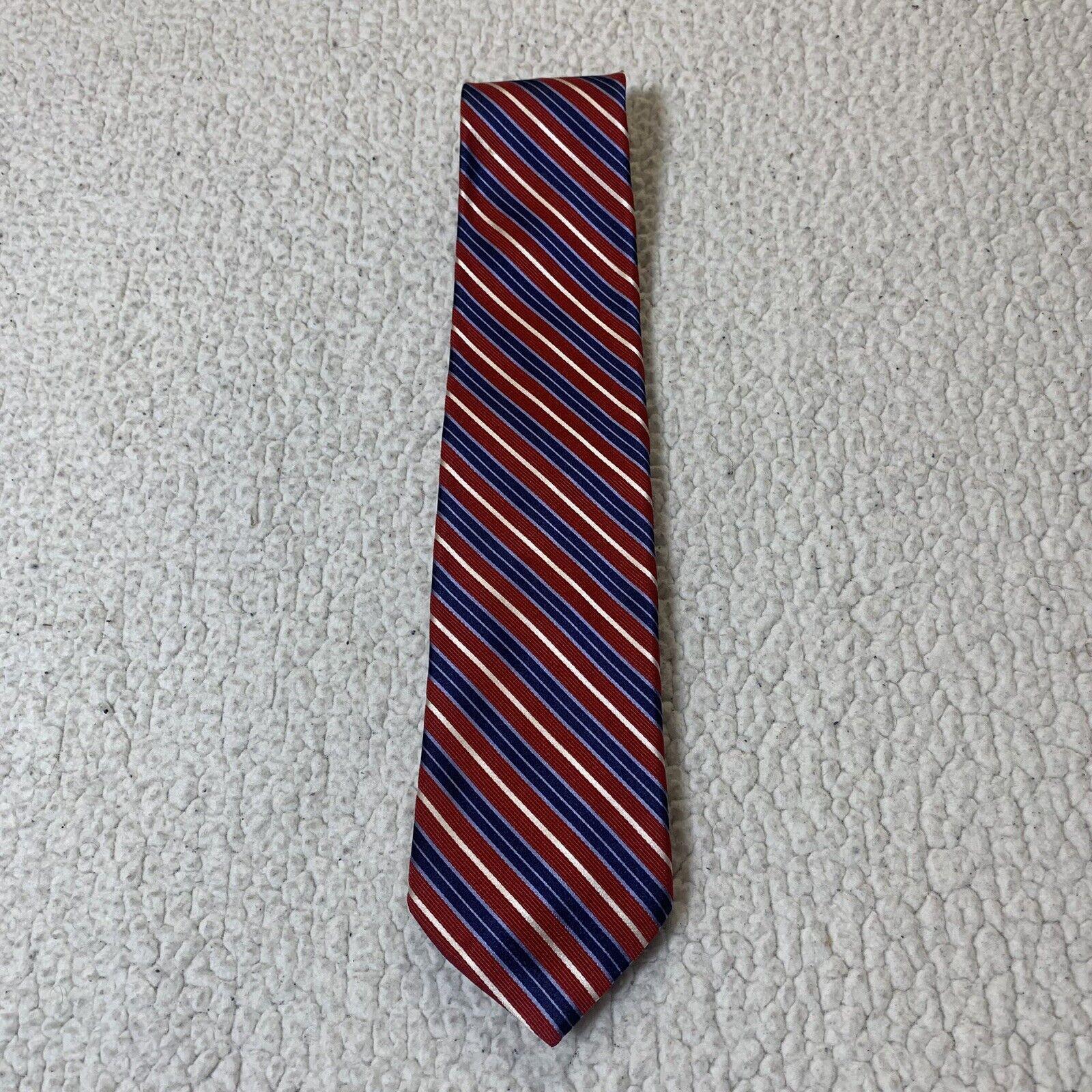 Nautica Mens Tie Red White Blue Diagonal Stripe 100 Silk